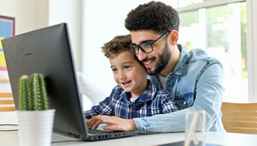 Tutor and student working together online.